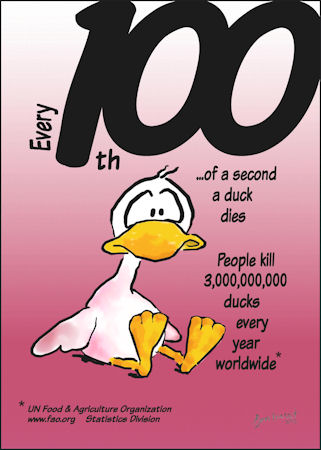 One hundred ducks are slaughtered every second